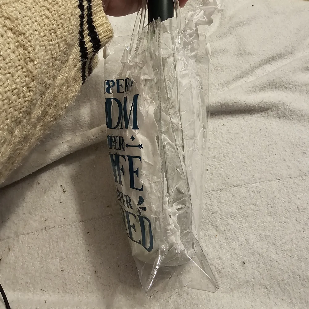 Handmade Beautiful Beacons Mom Themed Wine Gift Bag Clear